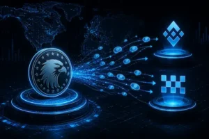 TRUMP tokens moving toward Binance and OKX in a digital crypto network